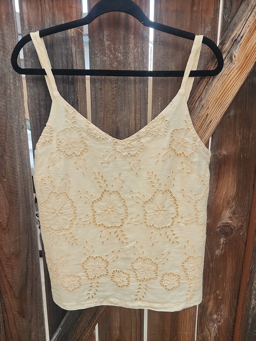 New Sundance Catalog Embroidered Linen Eyelet Courtyard Cami Top, NWT, Sz. M